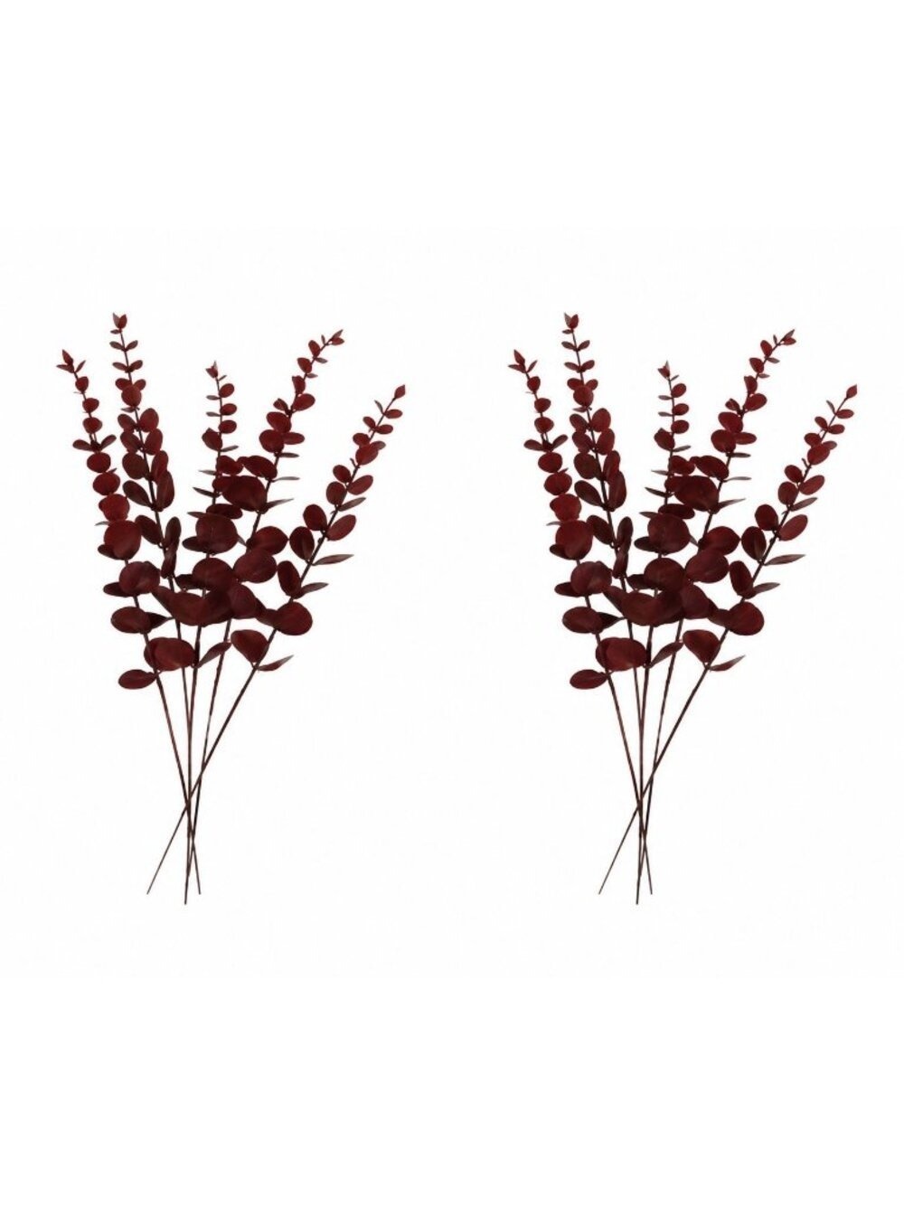 Burgundy Eucalyptus Stems Set of 10 Faux Greenery Dark Red